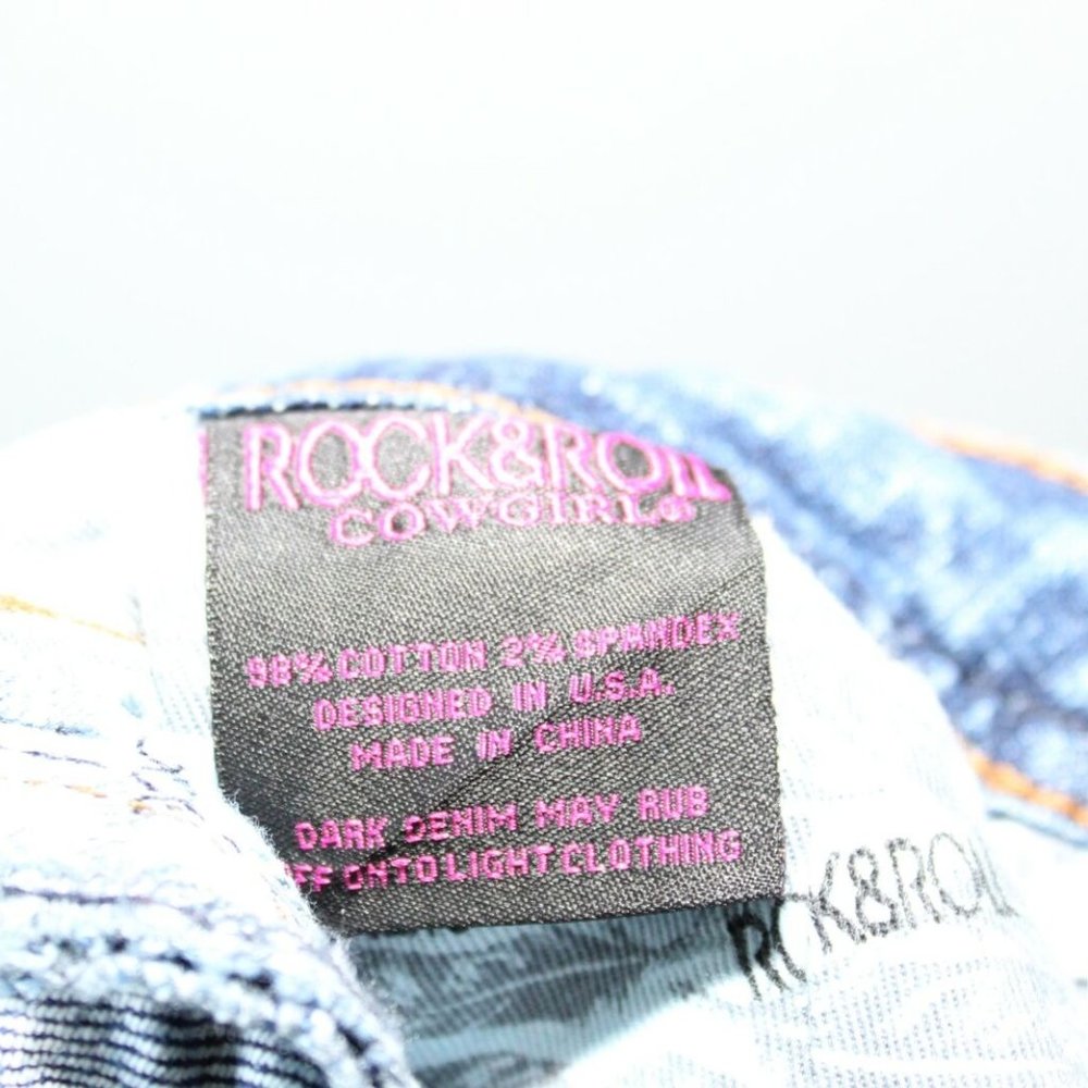 Rock & Roll Cowgirl High Rise Trouser Jeans Raw Hem Women's 36 x 32 H12958 - Picture 10 of 12